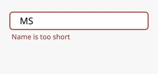 Field in error with a text