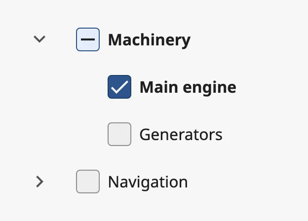 Checkbox List with two groups, the first one open