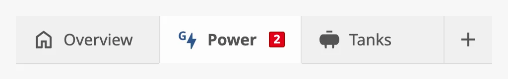 Tab Row with three tabs with icons, a badge and an add button