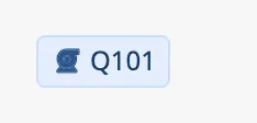 Blue tag with an icon and the label Q101