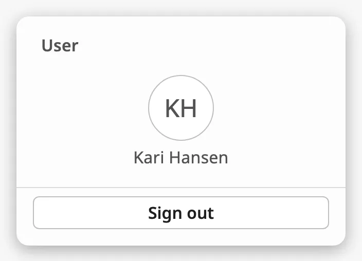 Signed-in menu without actions
