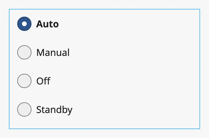 Four options in the box of a new component, shown by the blue frame