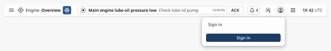 User menu, signed out